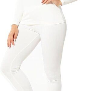 9M Women's Ultra-Soft Fleece Lined Thermal Underwear Set - Size Large, White